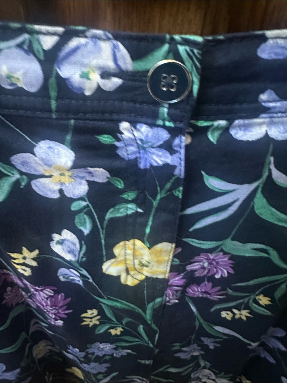 Karen Scott Navy Floral Skirt with Yellow & Purple Flowers Skort - 16 - Picture 2 of 6